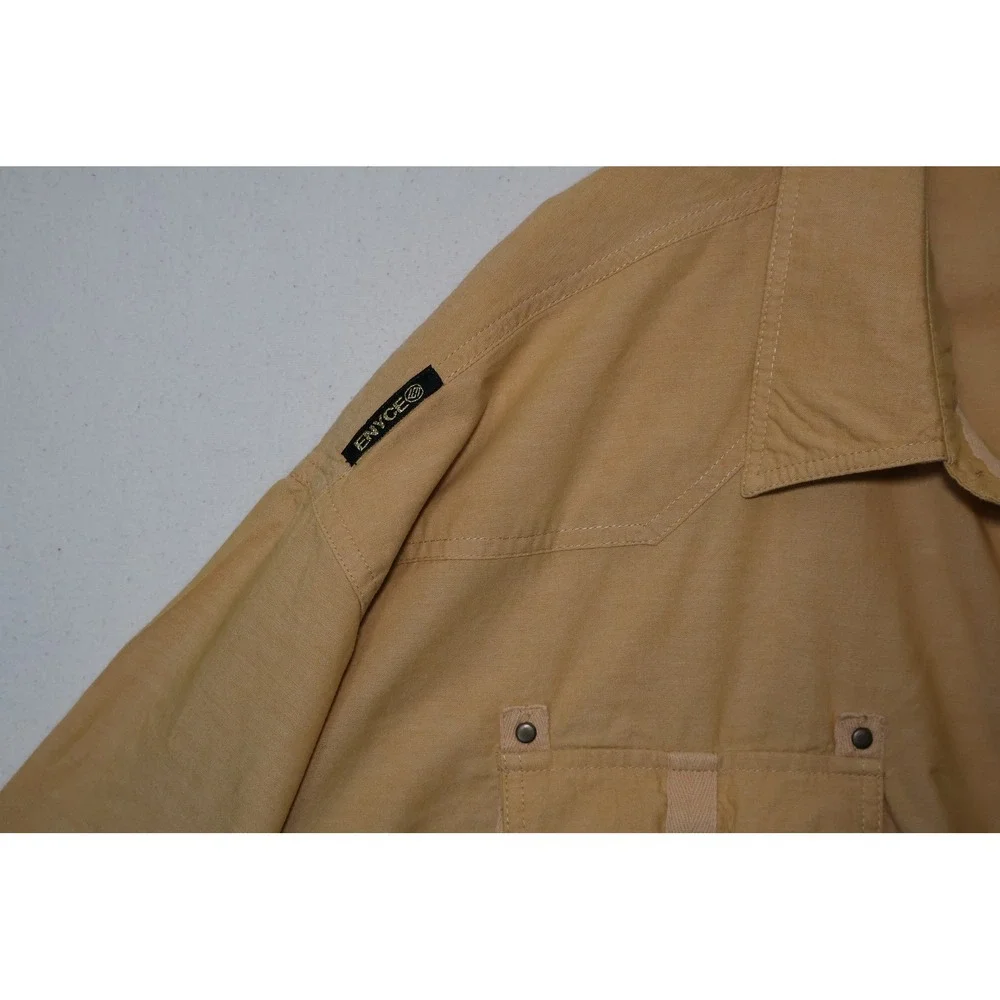 Enyce Mens 4X Short Sleeve Button‎ Up Shirt Tan Khaki Cotton Streetwear 4XL